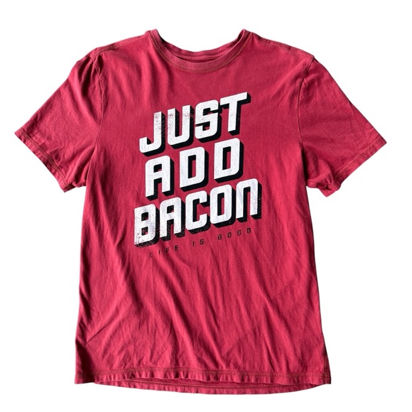 Life Is Good Other - Life Is Good Red Just Add Bacon Graphic Tee Men’s Size Small Short Sleeve